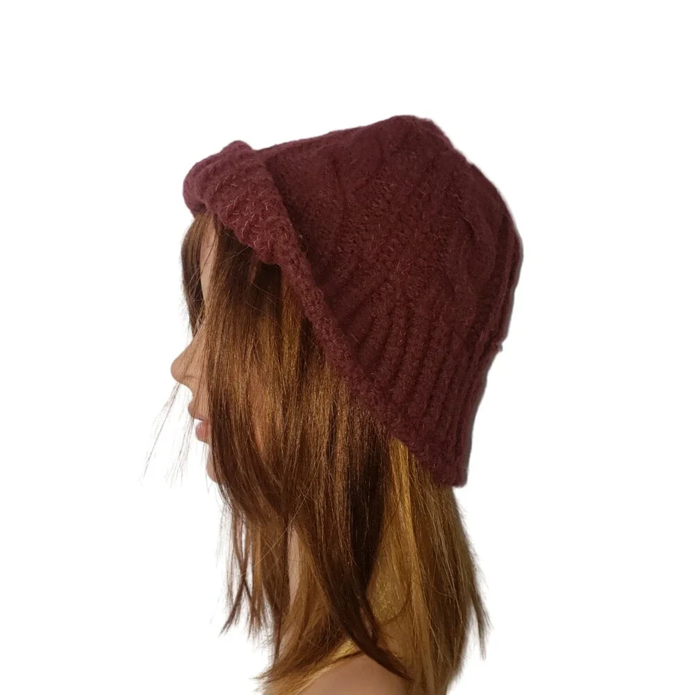 STEVE MADDEN Burgundy Acrylic Winter Hat One Size